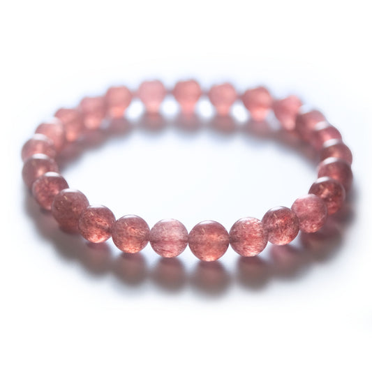Aether Official strawberry quartz crystal gemstone bracelet. Best quality natural strawberry quartz crystal gemstone bracelet.
